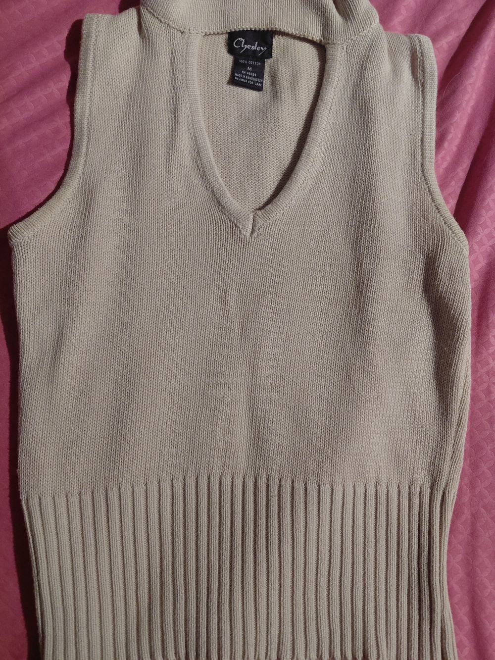 Chesley Cream V-Neck Sleeveless Knit Sweater Tank